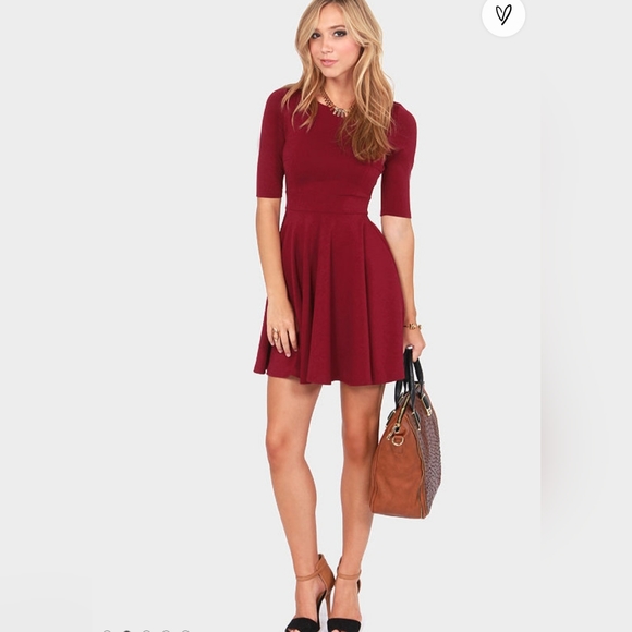 Black Swan Olivia Wine Red Skater Dress - Picture 2 of 9